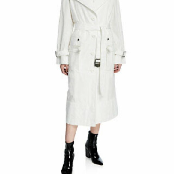 🥳🎉HOST PICK NWT Coach Long Military Coat White cotton blend belted Size 4 - Picture 2 of 6
